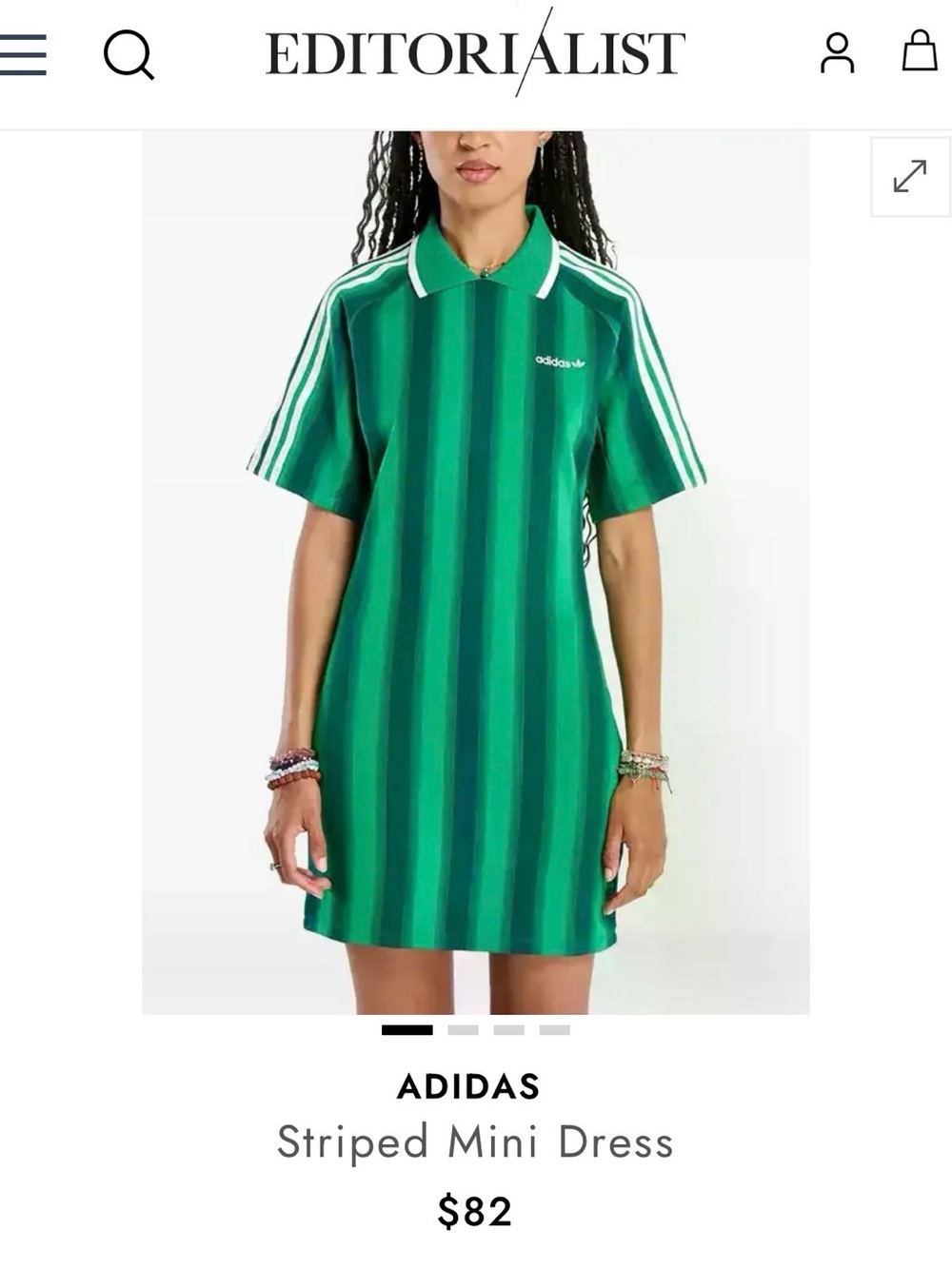 Adidas Green and Dark Green Vertical Stripe Polo Soccer Inspired Mini Dress L - Picture 4 of 5